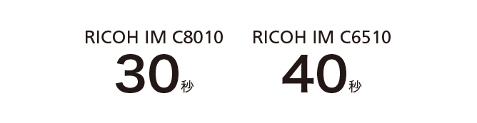 RICHO IM C8010のウォームアップタイムは30秒、RICHO IM C6510は40秒