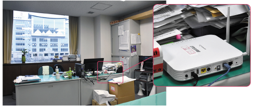 画像：4Fフロア 校長室などの無線LANアクセスポイント