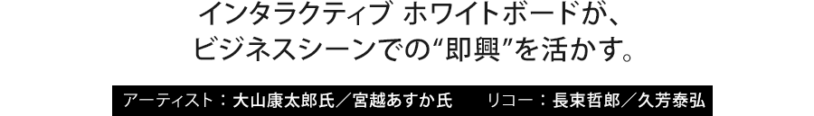 インタラクティブ ホワイトボードが、 ビジネスシーンでの“即興”を活かす。 アーティスト：大山康太郎氏／宮越あすか氏　リコー：長束哲郎／久芳泰弘