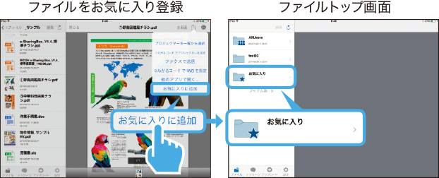 画像：お気に入り登録機能