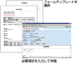 フォームテンプレートを選択／必要項目を入力して申請