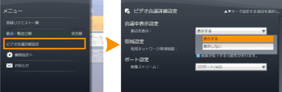 画像：会議中表示設定