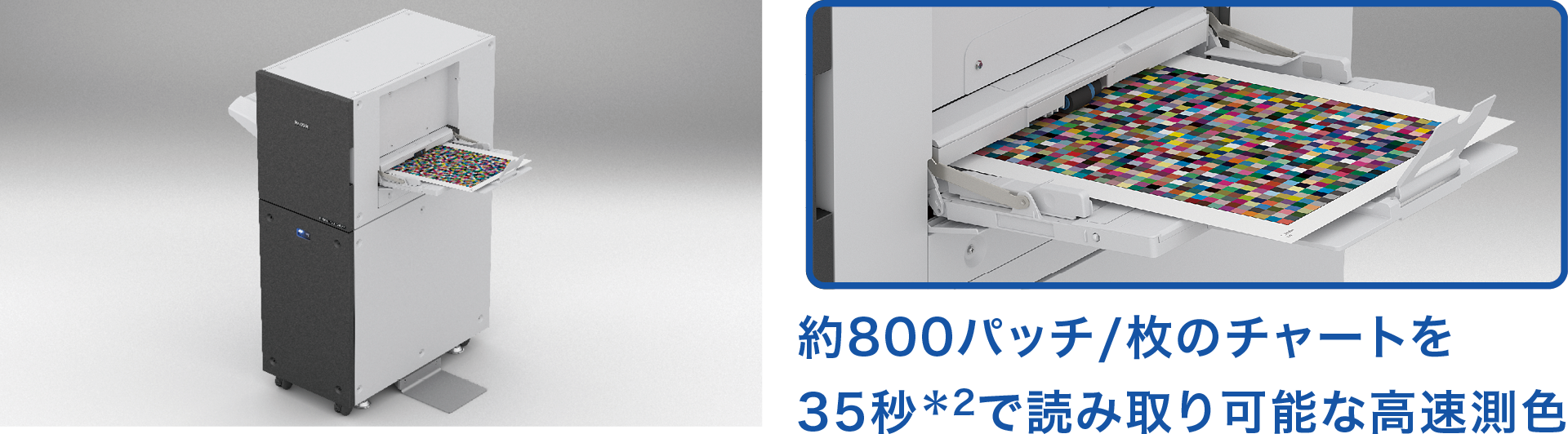 約800パッチ/枚のチャートを35秒*2で読み取り可能な高速測色