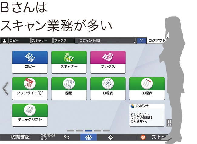 Bさんはスキャン業務が多い