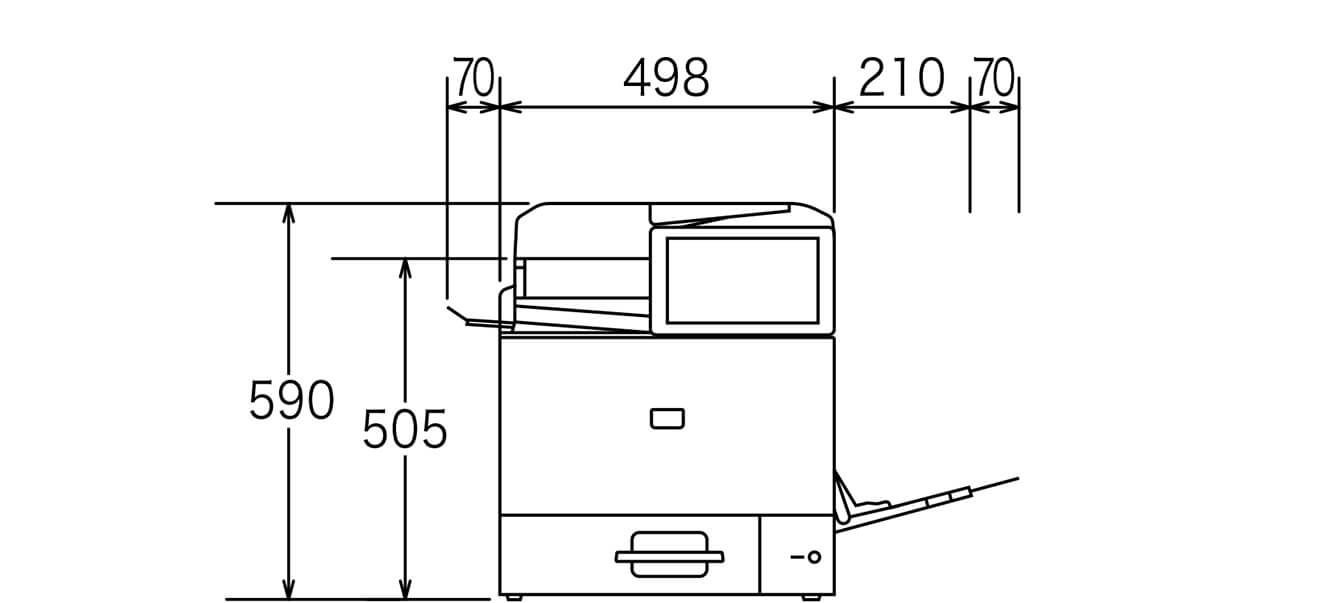 RICOH IM C431 本体前面の寸法図