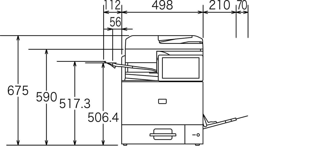 RICOH IM C431 本体前面の寸法図