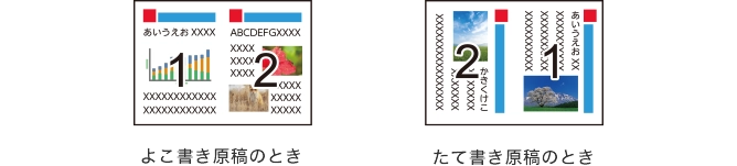 よこ書き原稿のときとたて書き原稿のときの比較画像