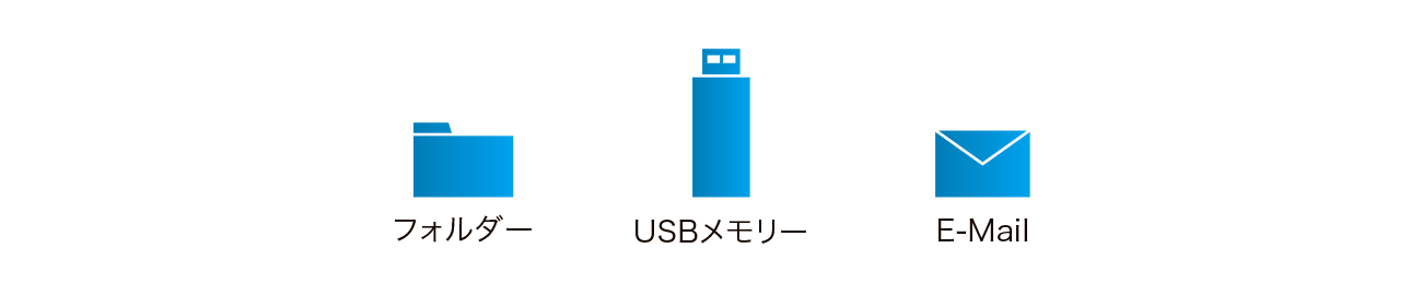 スキャンしたデータをパソコンのフォルダーやUSBメモリーに保存したり、Eメールで送信できたりします。