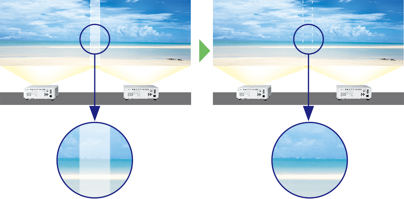 ブレンディング補正前と補正後を比較した図版