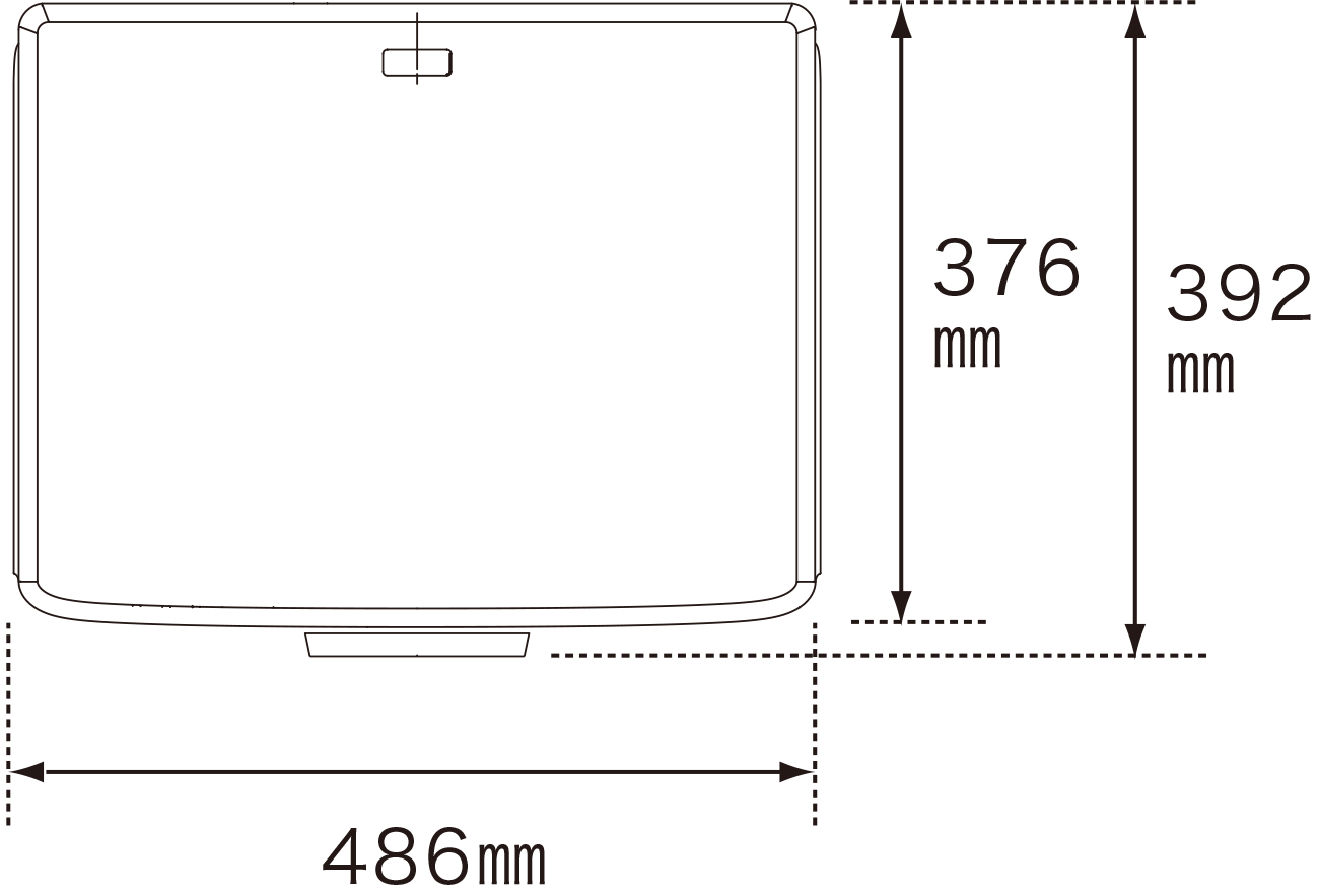 画像：RICOH PJ WUL6670 寸法図 ＜本体上面＞