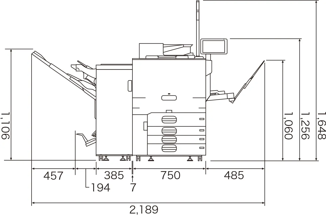 設置に必要な⼨法図