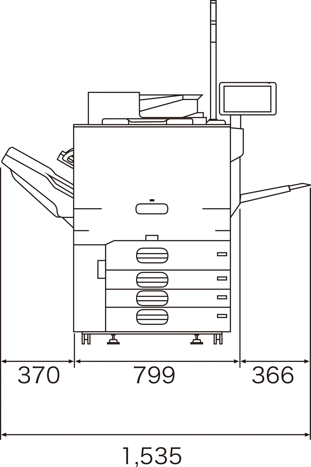 設置に必要な⼨法図