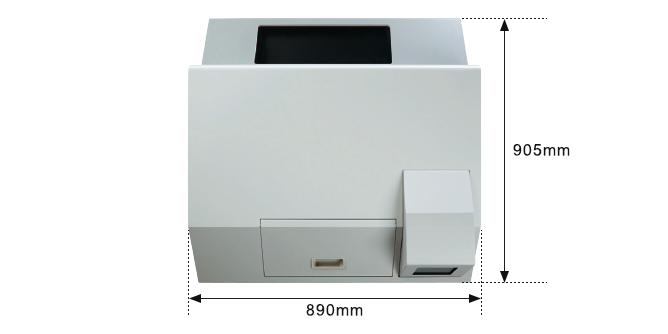 設置に必要な⼨法、横890mm、奥行き905mm