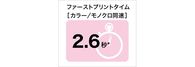 ファーストプリントタイム［カラー/モノクロ同速］2.6秒*