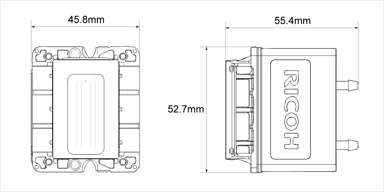 幅：52.7ミリメートル、奥行：45.8ミリメートル、高さ：55.4ミリメートル