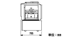 原稿カバー タイプ1（オプション）、テーブル タイプ2（オプション）装着時のSatelio A411/A411G/B411の外形寸法