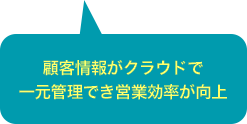 顧客情報がクラウドで一元管理でき営業効率が向上