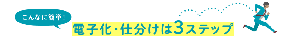 こんなに簡単！電子化・仕分けは3ステップ